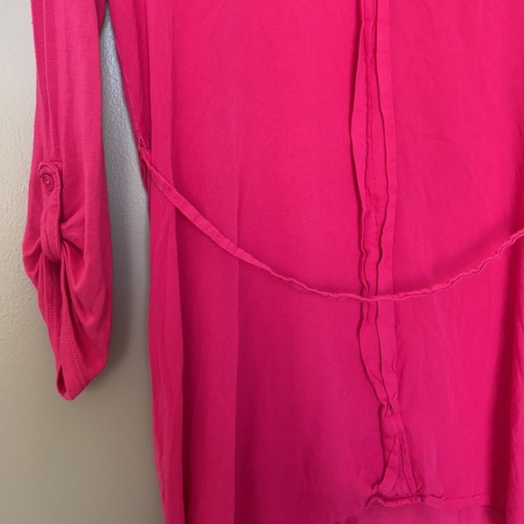 🆑 [4/$20] Hot Pink Motherhood Tunic Blouse Collar Stretchy button Top - Picture 3 of 5